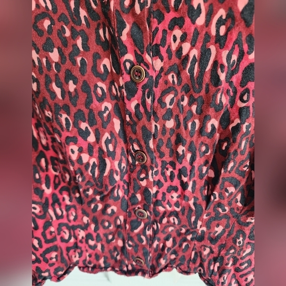 Zara TRF Collection Cropped Blouse Red Leopard Print Size Large - Picture 3 of 7